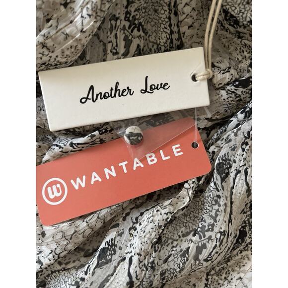 Another Love Ellianna Dress L Winter Snake Puff Sleeves Ruffle Fit Flare Party - Picture 13 of 14